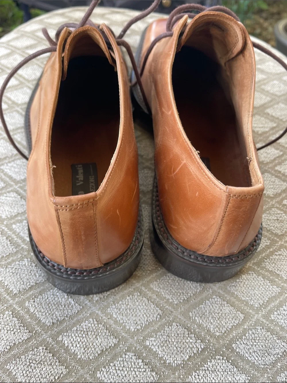 Tan Leather Lace-Up Derby Shoes